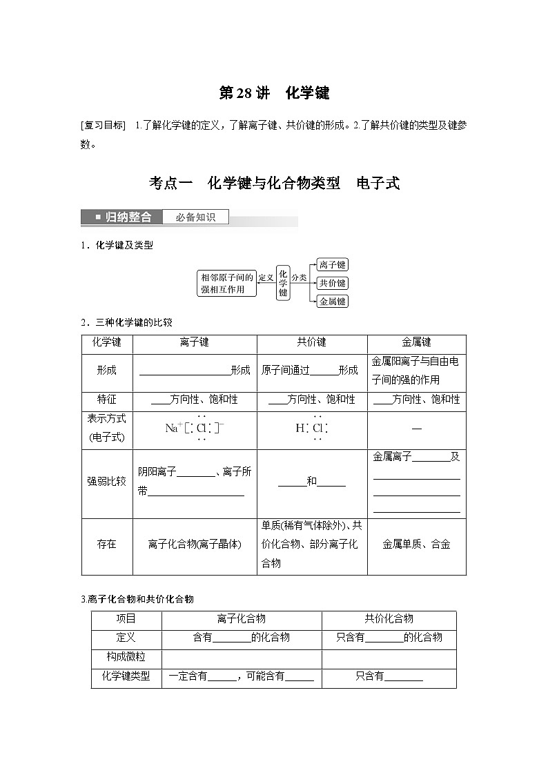 2024年高考化学一轮复习课件（鲁科版）第5章 第28讲　化学键01