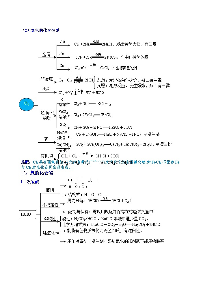 第10讲  氯及其化合物-2023-2024学年高一化学易混易错巧讲精练（人教版2019必修第一册）第2页