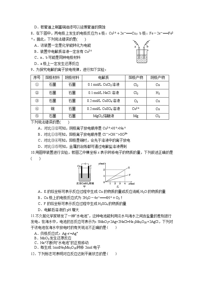 福建省漳州市正兴学校2021-2022学年高二上学期期中考试化学试题（Word版含答案）02