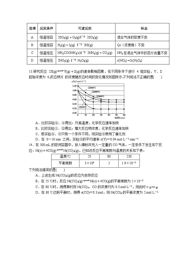 福建省漳州市正兴学校2021-2022学年高二上学期期中考试化学试题（Word版含答案）03