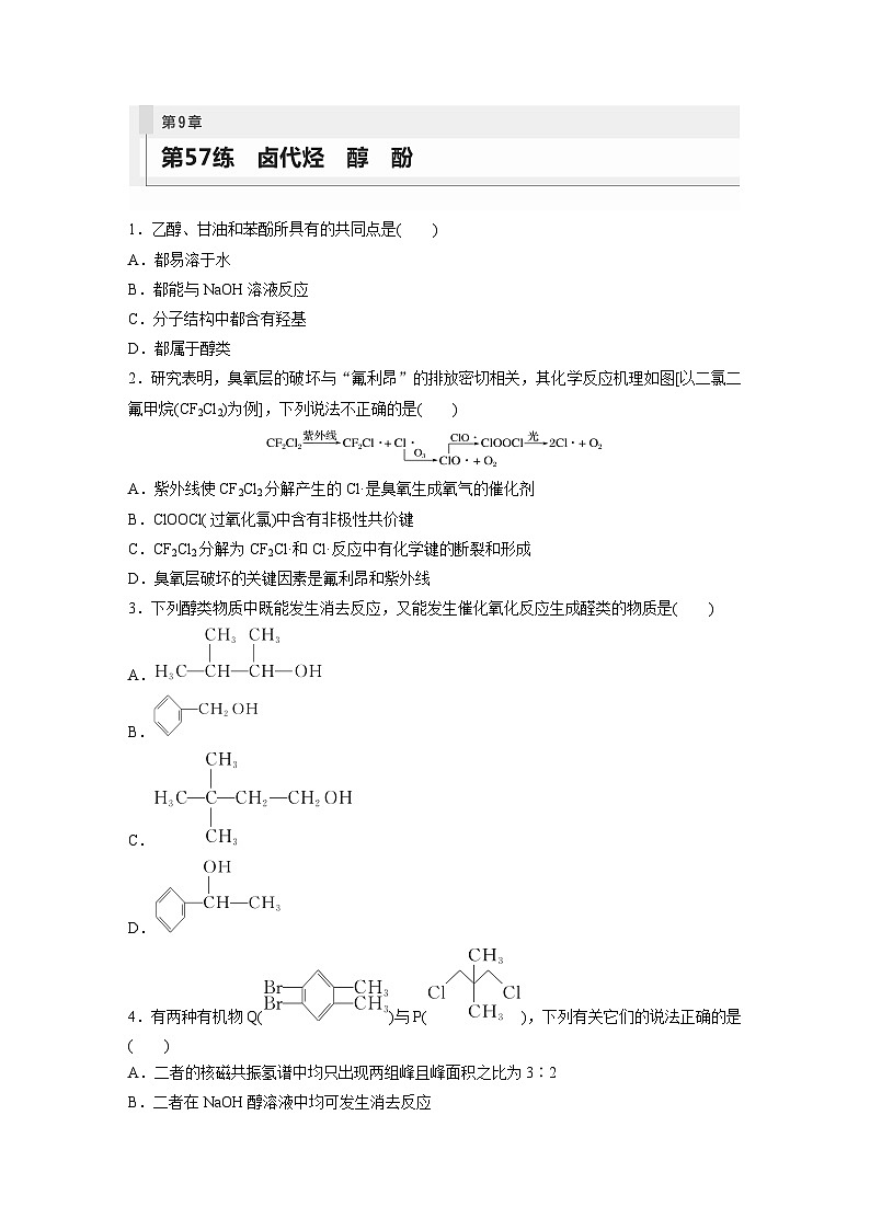 2024年高考化学一轮复习课件（鲁科版）第9章 第57讲　卤代烃　醇　酚01
