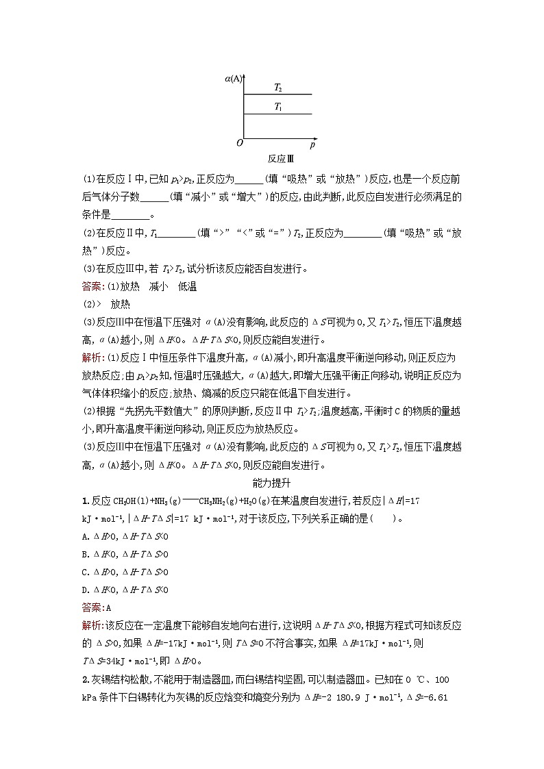 浙江专版2023_2024学年新教材高中化学第2章化学反应速率与化学平衡第3节化学反应的方向训练提升新人教版选择性必修103