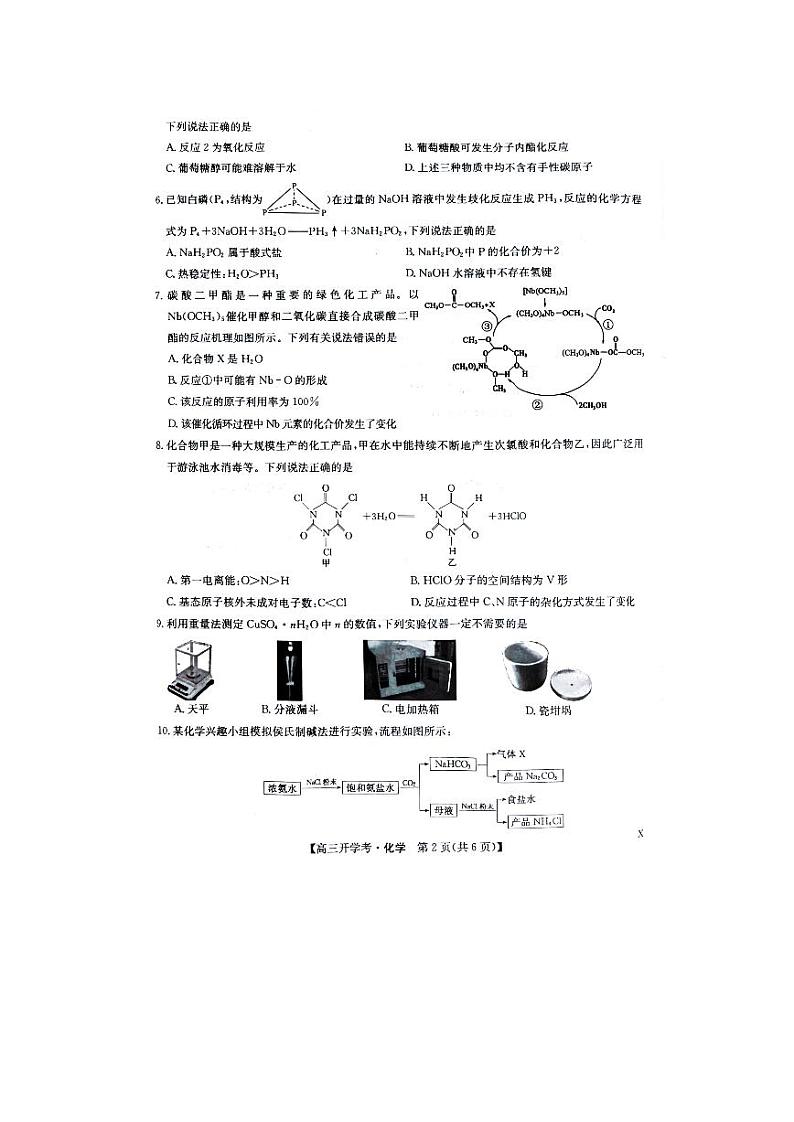 河南省2024届高三上学期开学教学质量检测化学试题第2页