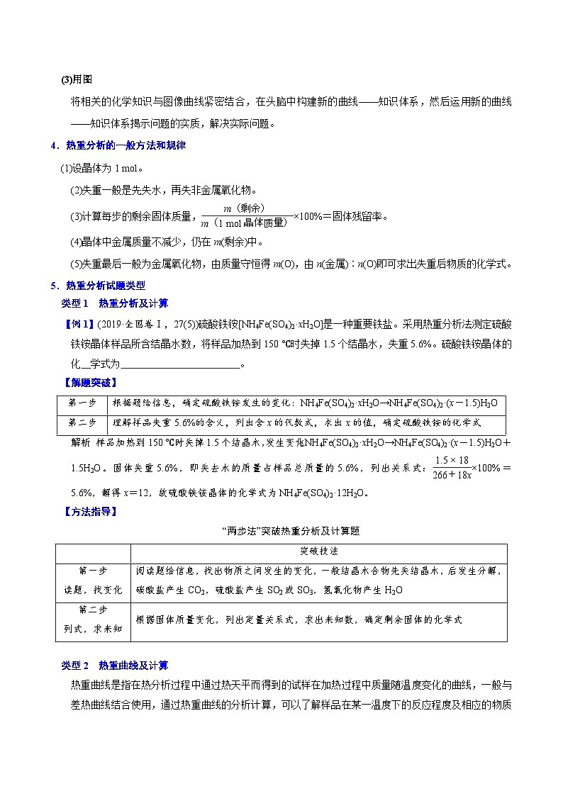 专题7.3 热重曲线的相关问题-备战2023年高考化学新编大一轮复习讲义（解析版）02