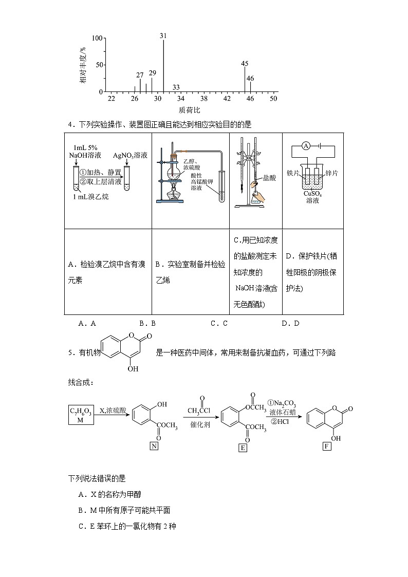 湖北省荆门市2022-2023学年高二下学期期末考试化学试题（含解析）02