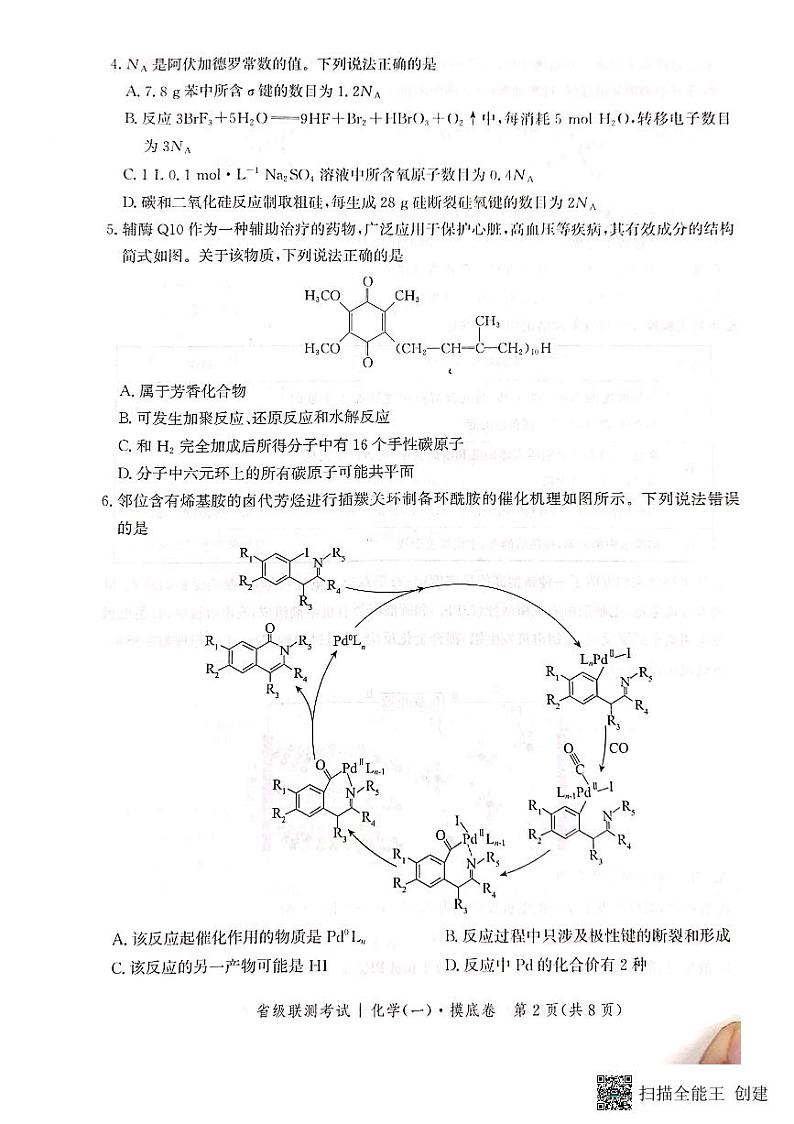 2024河北省高三上学期开学省级联测考试化学PDF版含解析02