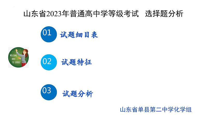 2024届高三化学高考备考一轮复习基于学科素养下的山东省普通高中学等级考试   选择题分析课件01