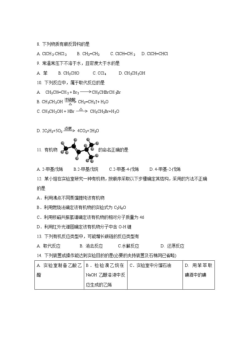 昌平区高二化学期末试卷及答案第2页