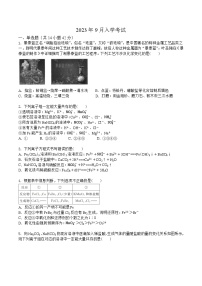 四川省眉山市彭山区第一中学2023-2024学年高二上学期开学考试化学试题