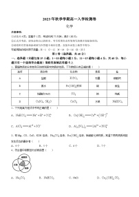 广西贵港市名校2023-2024学年高一上学期入学联考化学试题