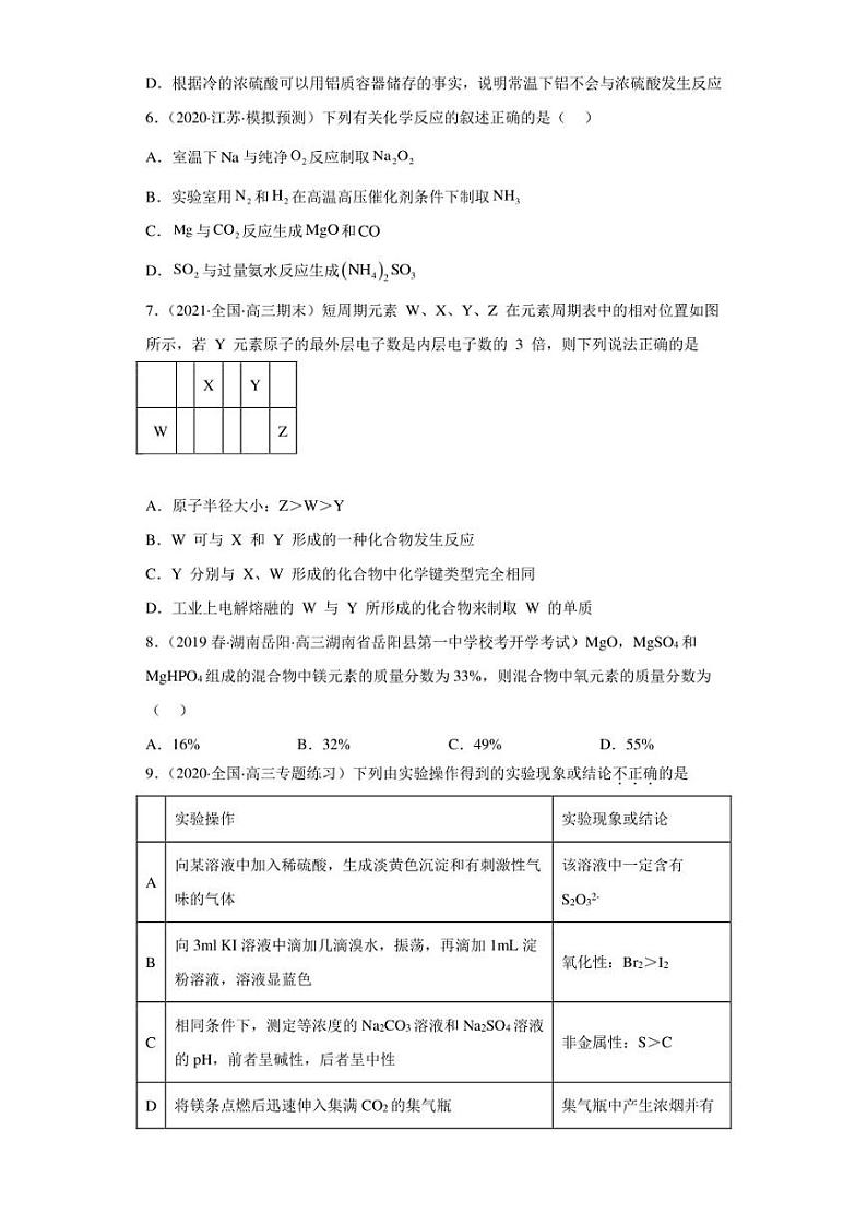 2024届高三新高考化学大一轮专题训练---镁及其化合物（含解析）第2页