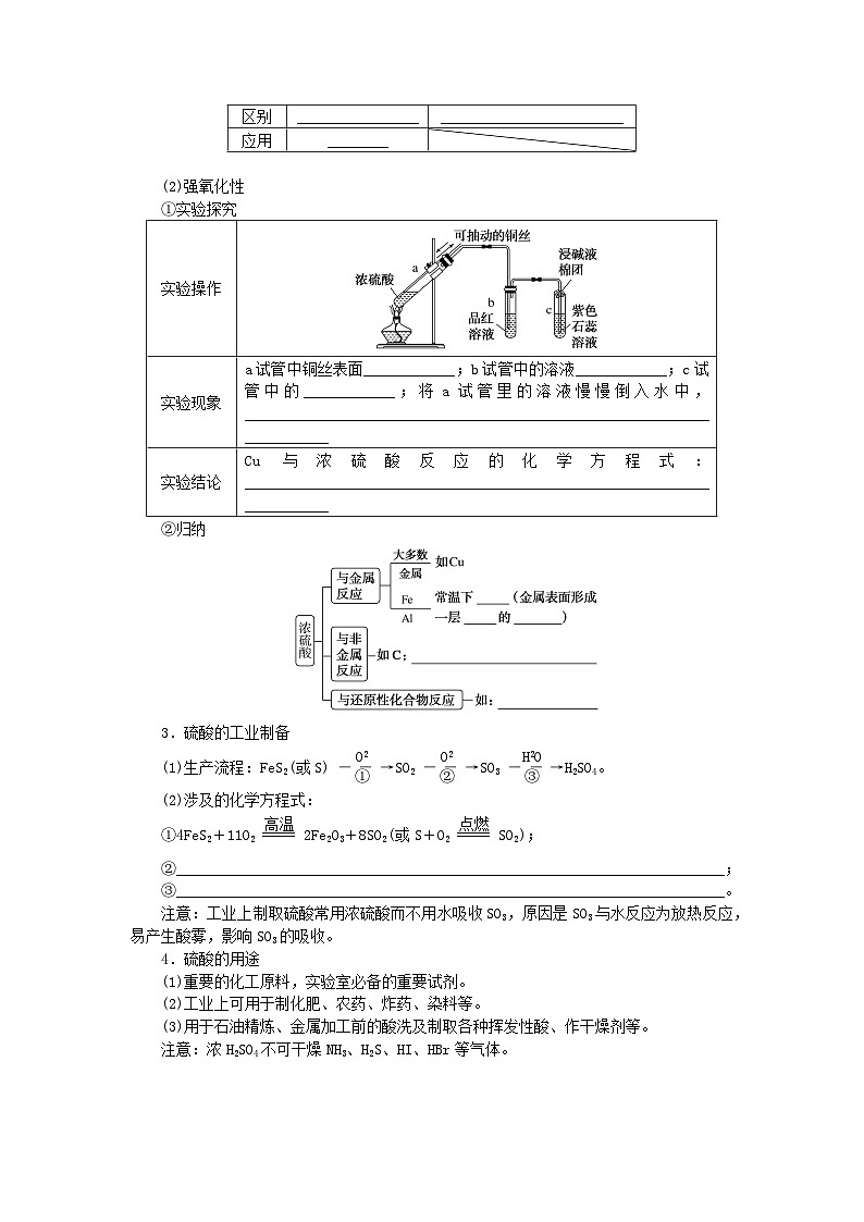 2023_2024学年新教材高中化学第3章物质的性质与转化第2节硫的转化第2课时硫酸酸雨及其防治学生用书鲁科版必修第一册第2页