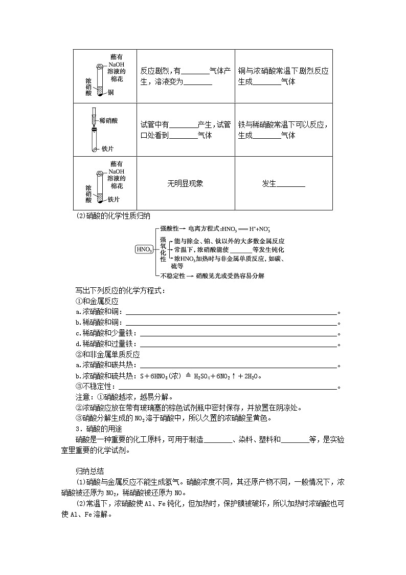 2023_2024学年新教材高中化学第3章物质的性质与转化第3节氮的循环第3课时硝酸人类活动对氮循环和环境的影响学生用书鲁科版必修第一册02