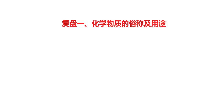 2022-2023 高考化学 核心知识 复盘一、化学物质的俗称及用途课件PPT01