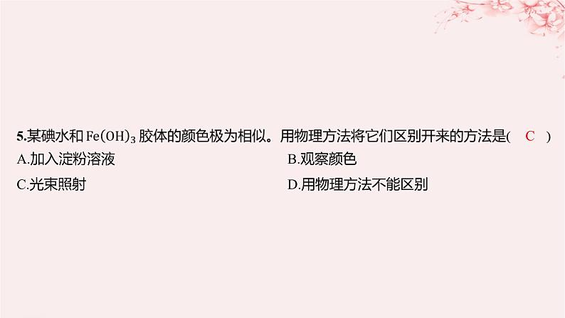 江苏专用2023_2024学年新教材高中化学专题1物质的分类及计量第三单元物质的分散系第一课时分散系胶体分层作业课件苏教版必修第一册第5页