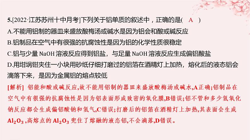 江苏专用2023_2024学年新教材高中化学专题2研究物质的基本方法第一单元研究物质的实验方法第三课时物质的检验物质性质和变化的探究分层作业课件苏教版必修第一册06