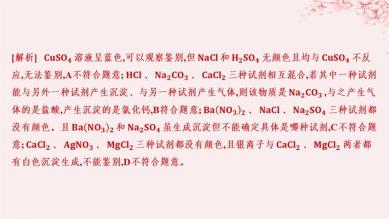 江苏专用2023_2024学年新教材高中化学专题2研究物质的基本方法第一单元研究物质的实验方法第三课时物质的检验物质性质和变化的探究分层作业课件苏教版必修第一册08