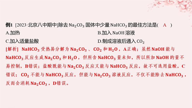 江苏专用2023_2024学年新教材高中化学专题3从海水中获得的化学物质微专题3碳酸钠和碳酸氢钠的除杂和相关计算课件苏教版必修第一册03