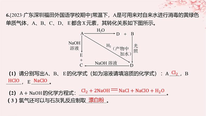 江苏专用2023_2024学年新教材高中化学专题3从海水中获得的化学物质第一单元氯气及氯的化合物第二课时氯气的性质及应用分层作业课件苏教版必修第一册第7页