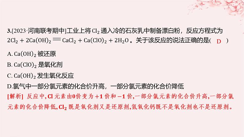 江苏专用2023_2024学年新教材高中化学专题3从海水中获得的化学物质第一单元氯气及氯的化合物第三课时氧化还原反应分层作业课件苏教版必修第一册03