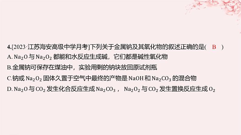 江苏专用2023_2024学年新教材高中化学专题3从海水中获得的化学物质第二单元金属钠及钠的化合物第一课时钠的性质与制备分层作业课件苏教版必修第一册05