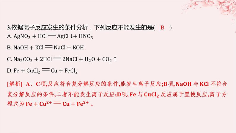 江苏专用2023_2024学年新教材高中化学专题3从海水中获得的化学物质第二单元金属钠及钠的化合物第三课时离子反应分层作业课件苏教版必修第一册04