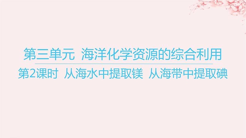 江苏专用2023_2024学年新教材高中化学专题3从海水中获得的化学物质第三单元海洋化学资源的综合利用第二课时从海水中提取镁从海带中提取碘课件苏教版必修第一册01