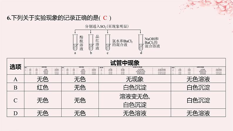 江苏专用2023_2024学年新教材高中化学专题4硫与环境保护第一单元含硫化合物的性质第一课时二氧化硫的性质和应用分层作业课件苏教版必修第一册08