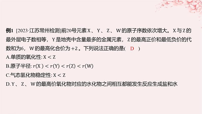 江苏专用2023_2024学年新教材高中化学专题5微观结构与物质的多样性微专题7元素综合推断分层作业课件苏教版必修第一册04