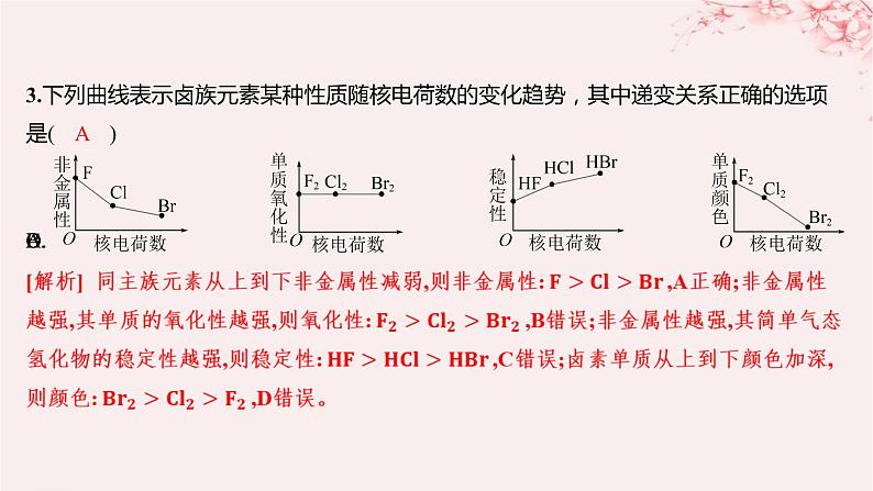 江苏专用2023_2024学年新教材高中化学专题5微观结构与物质的多样性第一单元元素周期律和元素周期表第三课时同主族元素的性质分层作业课件苏教版必修第一册03