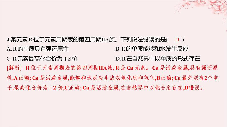 江苏专用2023_2024学年新教材高中化学专题5微观结构与物质的多样性第一单元元素周期律和元素周期表第三课时同主族元素的性质分层作业课件苏教版必修第一册04