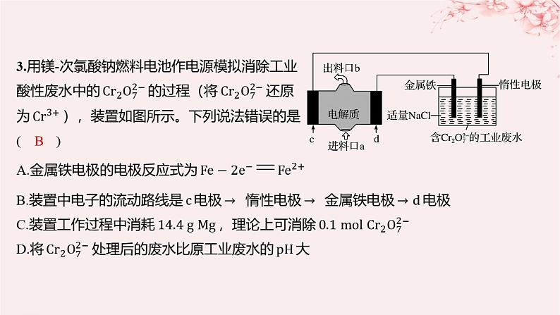 江苏专用2023_2024学年新教材高中化学专题1化学反应与能量变化第二单元化学能与电能的转化微专题4电化学中多池装置及电解的相关计算分层作业课件苏教版选择性必修103