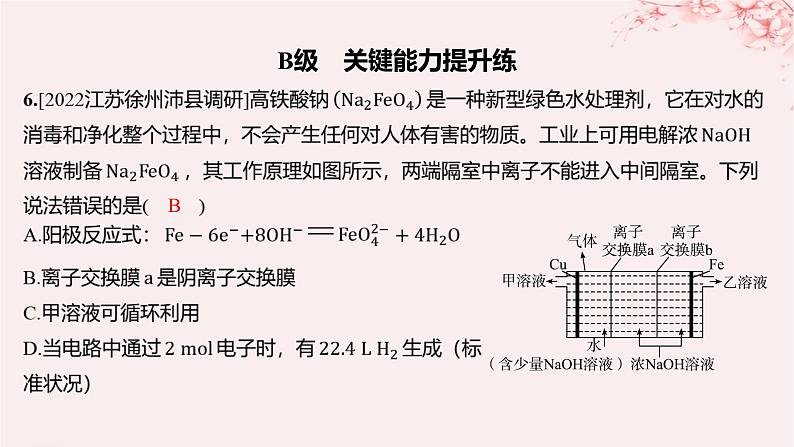 江苏专用2023_2024学年新教材高中化学专题1化学反应与能量变化第二单元化学能与电能的转化第五课时电解原理的应用分层作业课件苏教版选择性必修1第5页