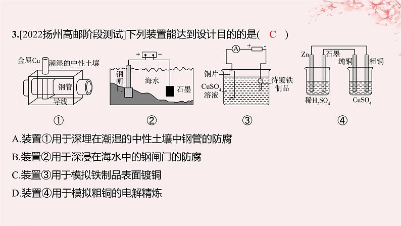 江苏专用2023_2024学年新教材高中化学专题1化学反应与能量变化第三单元金属的腐蚀与防护分层作业课件苏教版选择性必修103