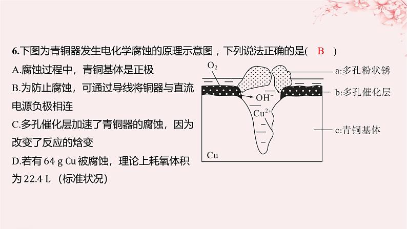 江苏专用2023_2024学年新教材高中化学专题1化学反应与能量变化第三单元金属的腐蚀与防护分层作业课件苏教版选择性必修106