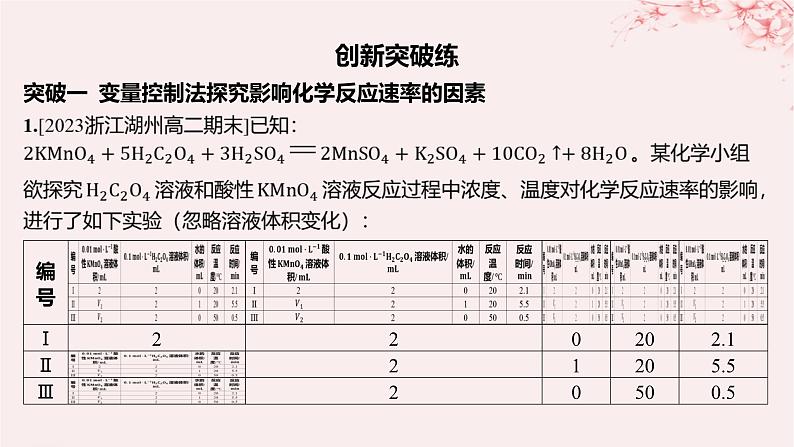 江苏专用2023_2024学年新教材高中化学专题2化学反应速率与化学平衡分层作业课件苏教版选择性必修101