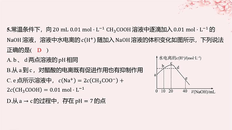 江苏专用2023_2024学年新教材高中化学专题3水溶液中的离子反应第三单元盐类的水解微专题12酸碱中和反应过程中的图像分析分层作业课件苏教版选择性必修108