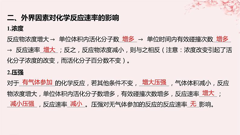 江苏专用2023_2024学年新教材高中化学专题2化学反应速率与化学平衡第一单元化学反应速率第二课时影响化学反应速率的因素课件苏教版选择性必修108