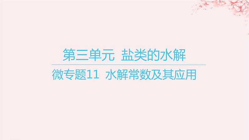 江苏专用2023_2024学年新教材高中化学专题3水溶液中的离子反应第三单元盐类的水解微专题11水解常数及其应用课件苏教版选择性必修101