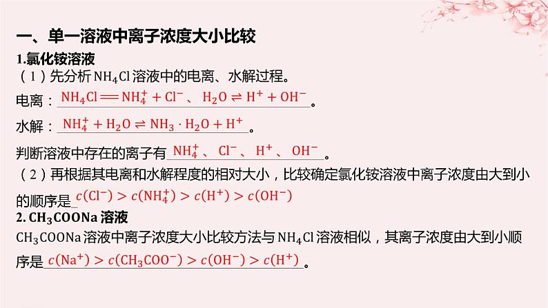 江苏专用2023_2024学年新教材高中化学专题3水溶液中的离子反应第三单元盐类的水解第三课时溶液中微粒浓度大小的比较课件苏教版选择性必修105