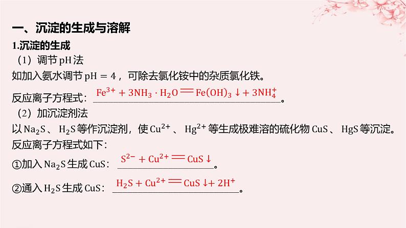 江苏专用2023_2024学年新教材高中化学专题3水溶液中的离子反应第四单元沉淀溶解平衡第二课时沉淀溶解平衡原理的应用课件苏教版选择性必修105