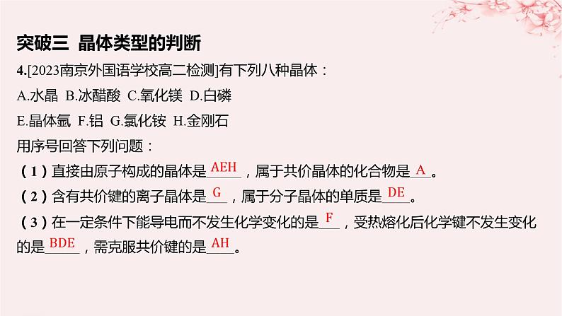 江苏专用2023_2024学年新教材高中化学专题3微粒间作用力与物质性质分层作业课件苏教版选择性必修206