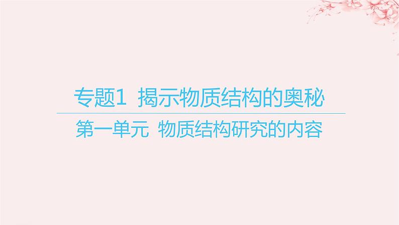 江苏专用2023_2024学年新教材高中化学专题1揭示物质结构的奥秘第一单元物质结构研究的内容课件苏教版选择性必修201