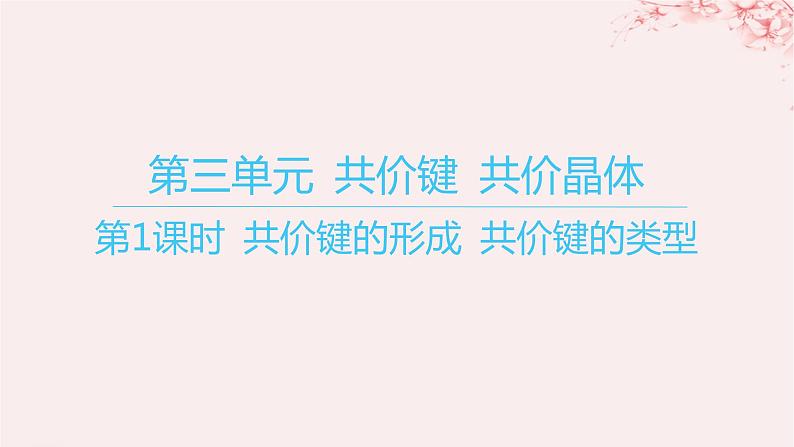 江苏专用2023_2024学年新教材高中化学专题3微粒间作用力与物质性质第三单元共价键共价晶体第一课时共价键的形成共价键的类型课件苏教版选择性必修201