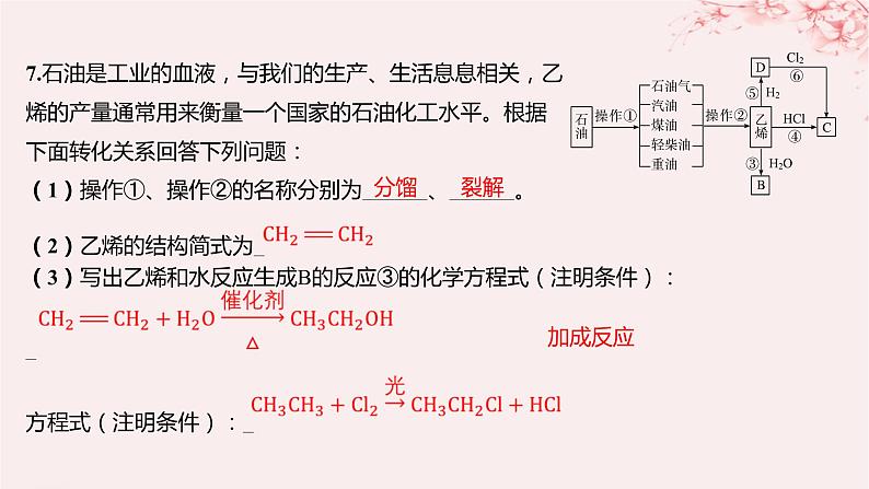 江苏专用2023_2024学年新教材高中化学专题3石油化工的基础物质__烃第一单元脂肪烃的性质及应用第三课时脂肪烃与石油化工分层作业课件苏教版选择性必修308