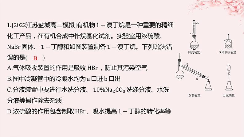 江苏专用2023_2024学年新教材高中化学专题5药物合成的重要原料__卤代烃胺酰胺微专题7卤代烃的形成及在有机合成中的“桥梁”作用分层作业课件苏教版选择性必修302