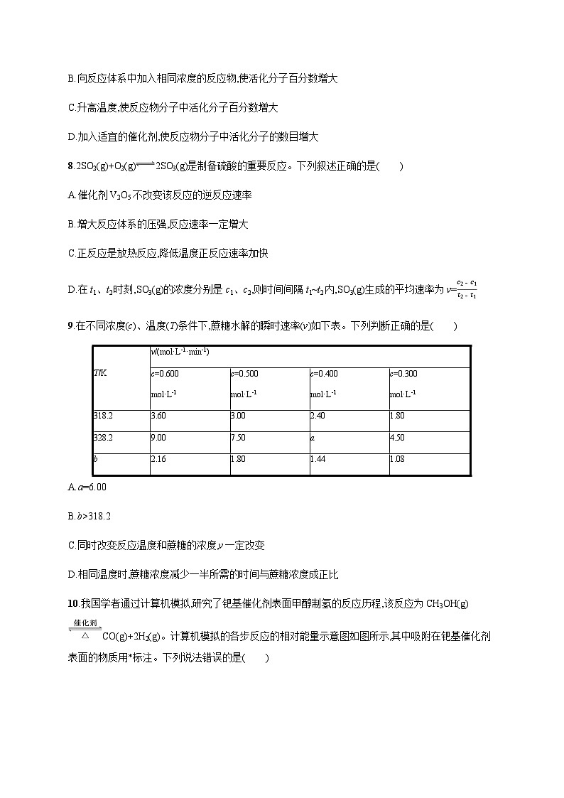 高中化学（苏教2019）选择性必修1 分层作业9　影响化学反应速率的因素  （含解析）03