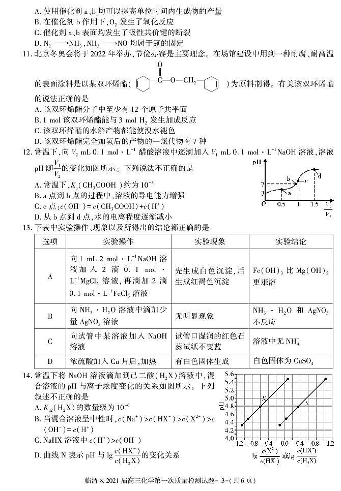 陕西省渭南市临渭区2021届高三化学一模试卷（PDF版附解析）第3页