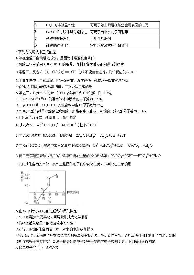 青海省海东市名校2023-2024学年高三上学期9月联考化学试题第2页