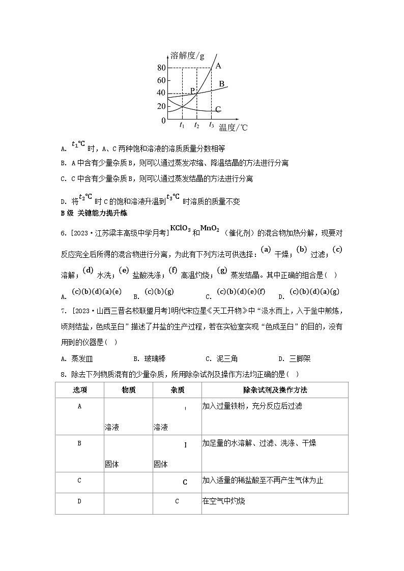 江苏专版2023_2024学年新教材高中化学专题2研究物质的基本方法第一单元研究物质的实验方法第一课时实验安全过滤结晶分层作业苏教版必修第一册第2页